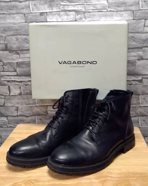 MEN'S VAGABOND SHOEMAKERS Johnny Lace up Boot Black Leather Size 10 Uk ...