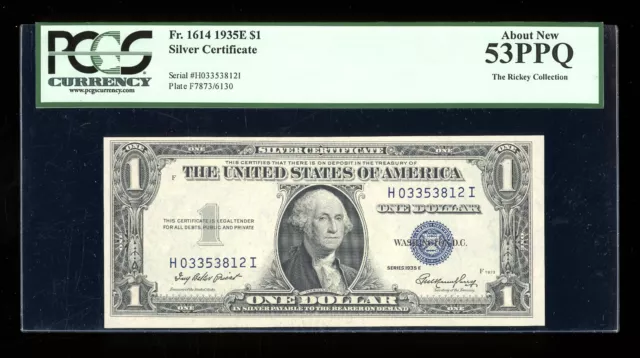 DBR 1935-E $1 Silver Fr. 1614 HI Block PCGS 53 PPQ Serial H03353812I