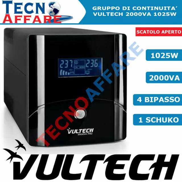 Gruppo Di Continuità UPS 2000VA Stabilizzatore PC Monitor Vultech UPS2000VA-PRO