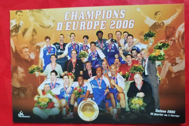 CPA PHOTO HANDBALL 2006 CHAMPIONNAT D'EUROPE Suisse dédicacée Amiel,Bana,Onesta