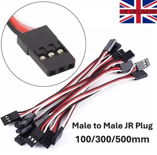 OliYin 20pcs 26awg 20cm 200mm Quadcopter Servo Extension Lead Futaba JR Cavo Maschio a Maschio