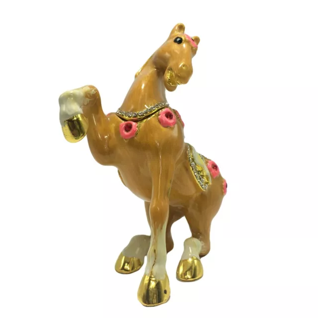 Horse Jeweled Trinket Box Hinged with Lid Animal Ornament Souvenir For Women
