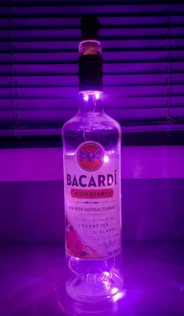 Bacardi Rasberry Rum 1.75 Liter Bottle With Pink Led Fairy String Lights