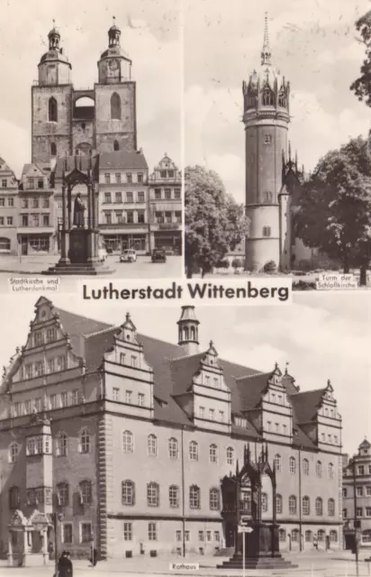 Ansichtskarte Lutherstadt Wittenberg Stadtkirche Lutherdenkmal Postkarte AK