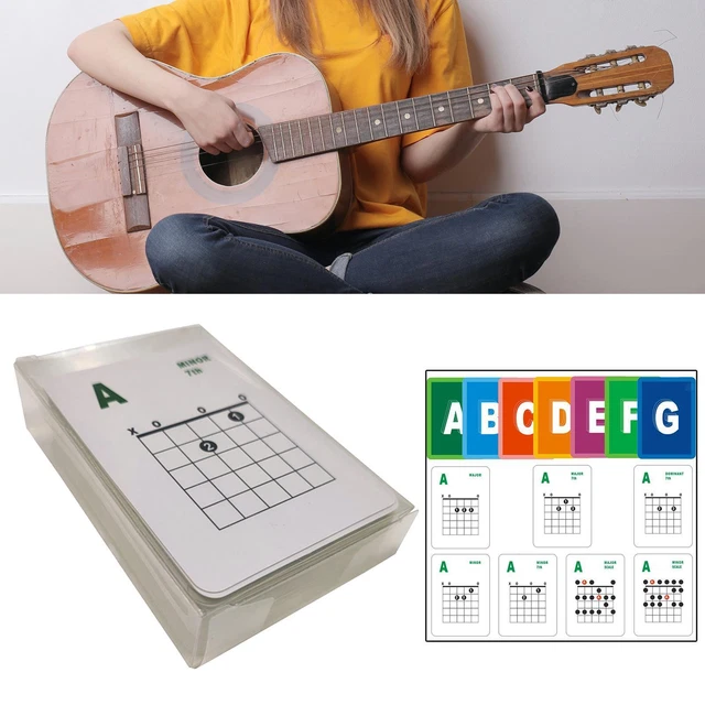49Pcs Guitar Chords Card Scale Learning Cards A à G Reference Guide Cards for