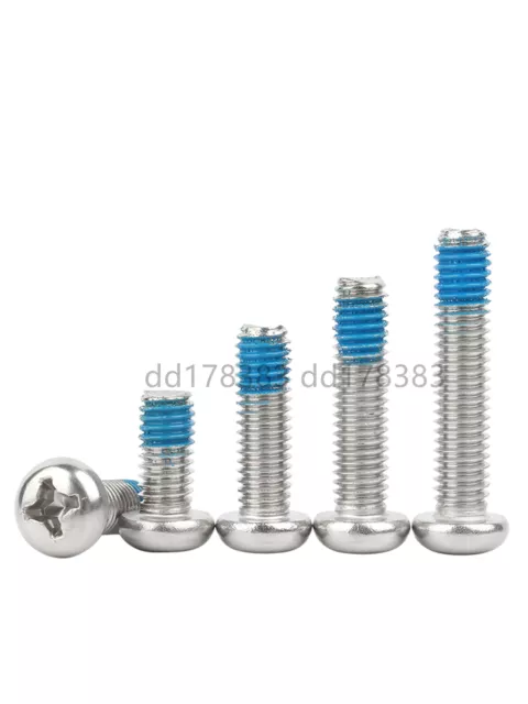 304 Stainless Steel Phillips Cross Pan Head With Blue Patch Lock Screws M1.6-M6