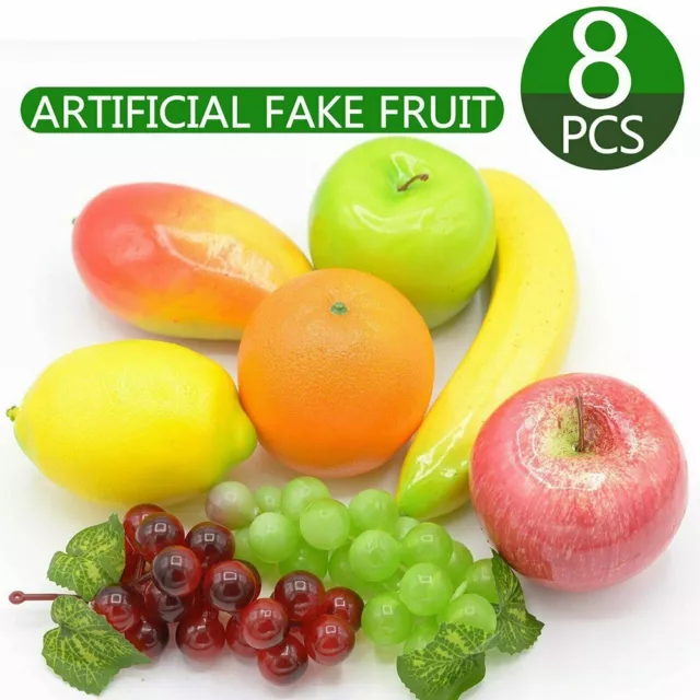 8 pièces/ensemble faux fruits artificiels réalistes fruit raisin citron fête