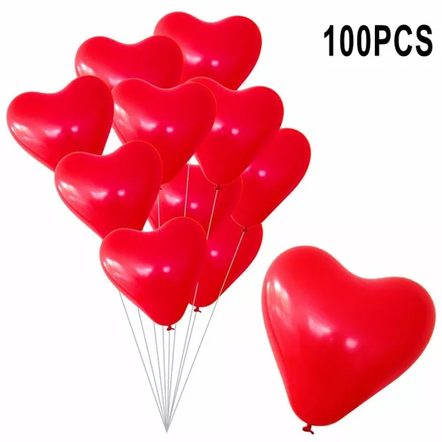 Vibrant Red Heart Balloons 30 cm Diameter Emulsion Material Pack of 100