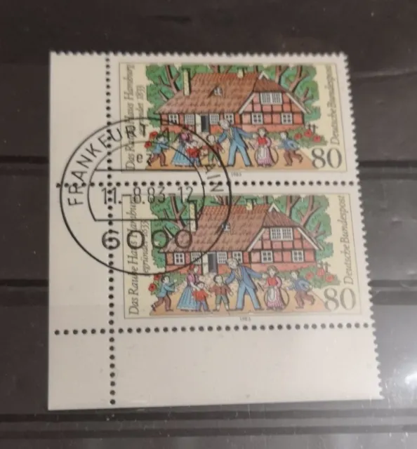 BRD Briefmarken Mi.1186 Das Rauhe Haus Hamburg Paar Sonderstempel SST Mit Ecke