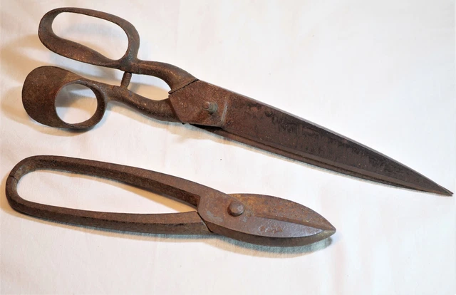Ancienne grande paire de ciseaux de tailleur couturier pince coupe bâches