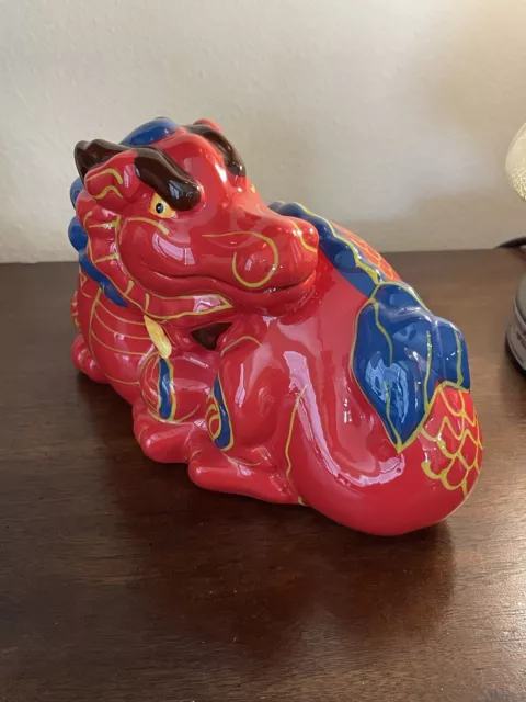 Wells Fargo Ceramic Dragon Coin Piggy Bank 2012 Year of the Dragon -Collector!