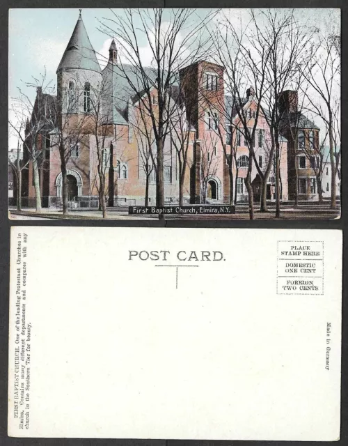 Old Postcard - Elmira, New York - First Baptist Church