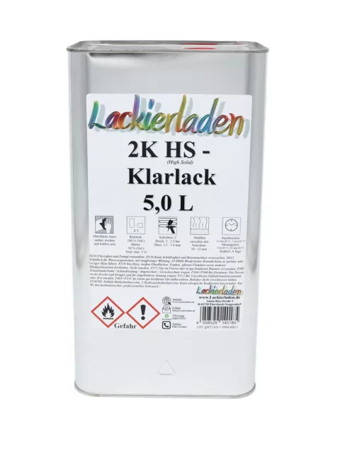 2K HS Klarlack 2:1 5,0 L | Hochglanz 2:1 klar Lack kratzfest 5 L 5000 ml