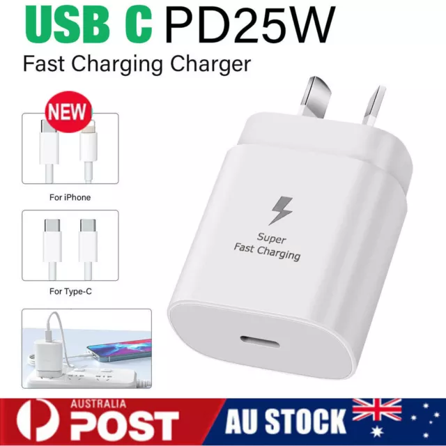 25W Type-C PD Power Fast Charger Wall Adapter For Note 20/A54/A14/A53/A73/A13