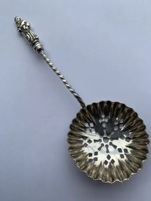 Antique Solid Silver Victorian Apostle Sugar Sifting Spoon, Birmingham 1897