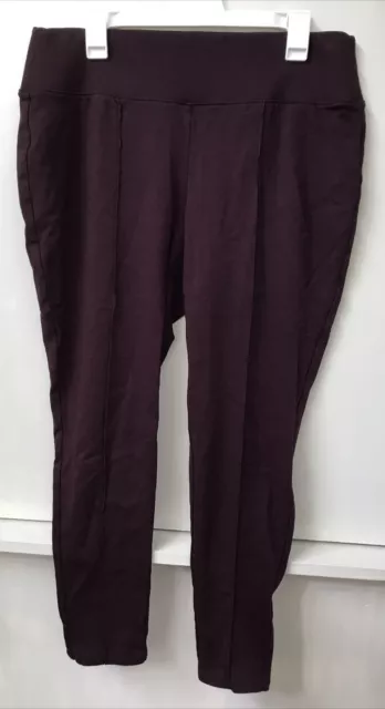 Nine West Seamed Tummy Control Ponte Knit Legging Pants Women Wine Stretch XL