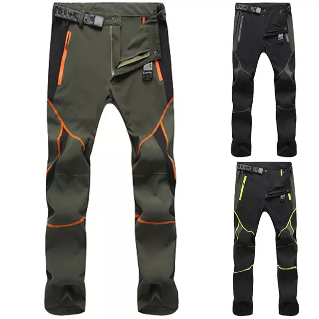 Männer Lang Softshell Reißverschlusstaschen Wanderhose Gerade Hose Outdoor  P7A0