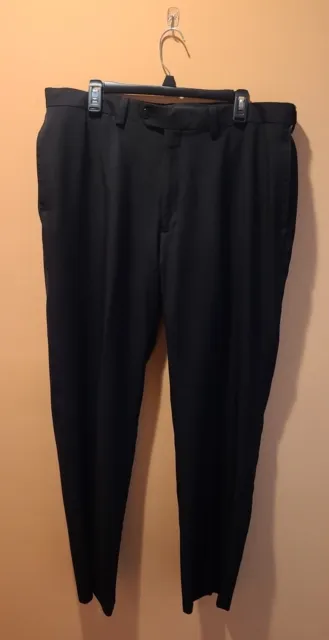 Haggar Men's ECLo Stria Classic Fit Pleated Dress Pants - 38X32 - Black