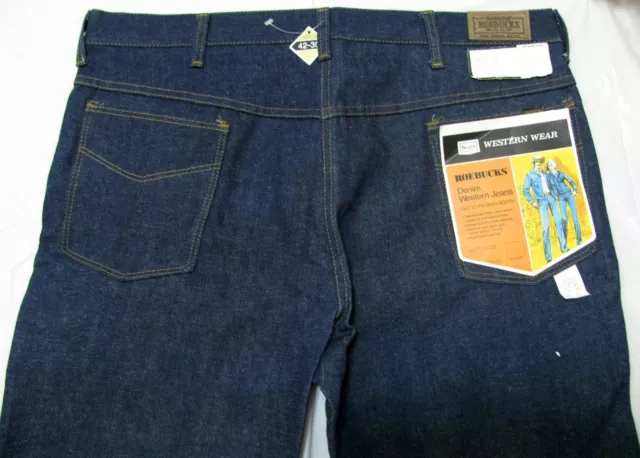 NWT Vintage SEARS Blue Denim Western Jeans Over Boot Genuine ROEBUCKS Men 40x30