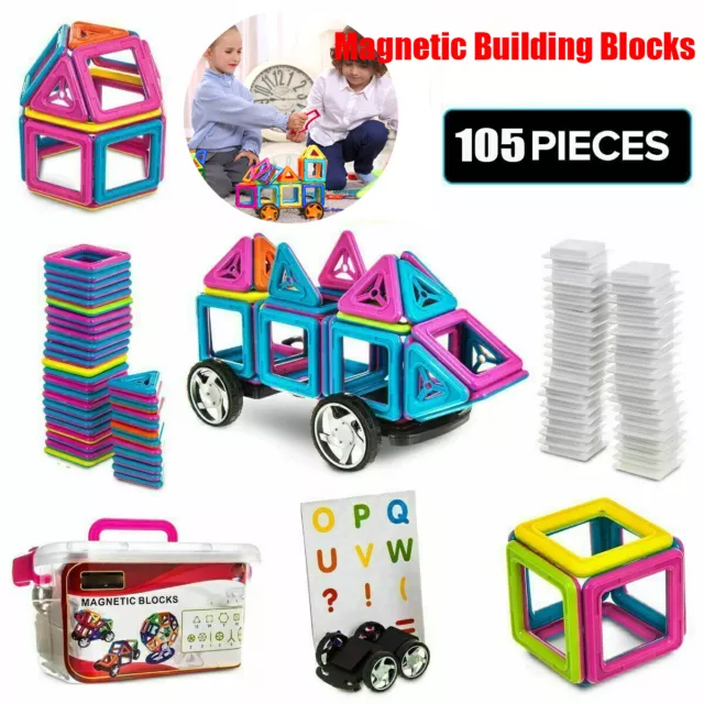 105tlg Blocks Magnetic Building Kinder Spielzeug Magnetische Bausteine Blöcke