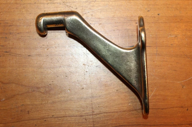 Antique / Vintage Brass Plate on Cast Iron Stair Rail Bracket Hardware J-30