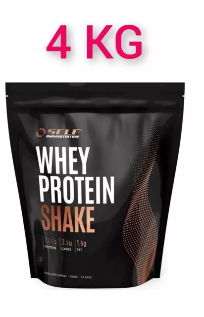 4KG Whey Protein Shake PROTEINE SIERO DEL LATTE SELF vb 104 gusto FRAGOLA
