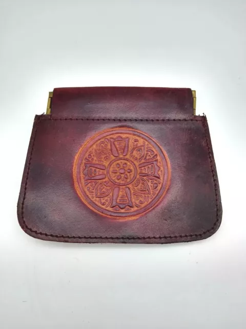 Leather Embossed Coin Purse Wilson's Maxima India 4" Vintage