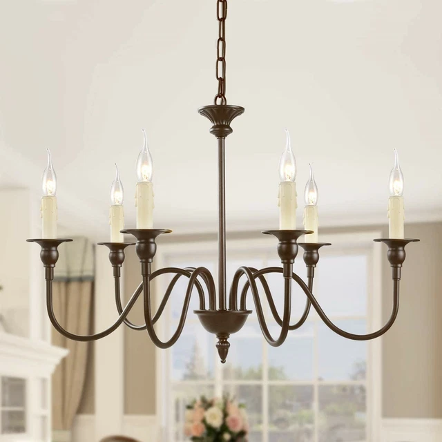 LNC Aley 6-Light Rustic Bronze Chandelier Candle Style A02995
