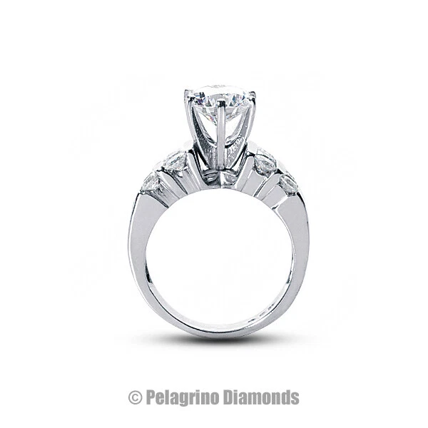 3 TCW H VS2 Round Brilliant Natural Certified Diamonds Platinum Side-Stone Ring