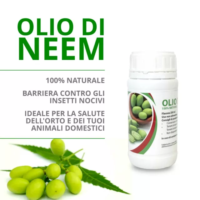 Olio di neem insetticida repellente biologico orto giardino 100% naturale 250 ml