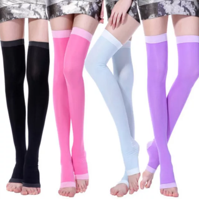 Lady Medical Relief High knee Compression Socks Flight Stocking Support Open Toe
