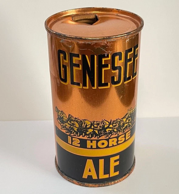 GENESEE 12 HORSE ALE flat top can IRTP  OPENING INSTRUCTIONS   COPPER OI   EMPTY