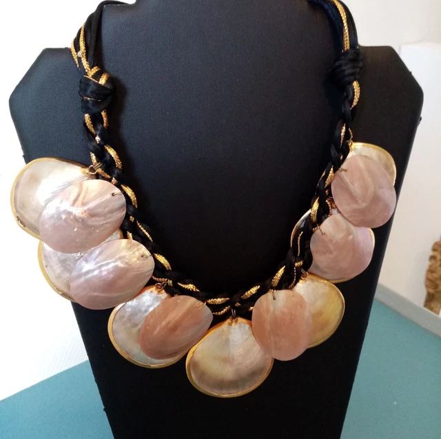 Collier Fantaisie Ancien En Perles Nacrées Avec Pampille - Modèle 5322 - Occasion Bon état