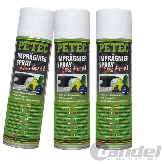 3x PETEC 500ml SPRAY IMPREGNANTE PULIZIA CAPOTE TESSUTO PROTEZIONE A LUNGO TERMINE
