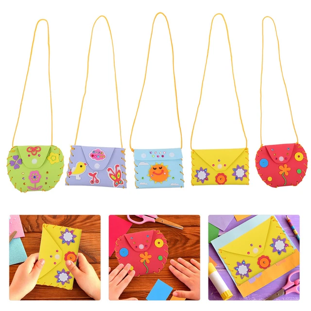 5 set portafoglio fai da te bambini kit artigianato da cucire borsa da cucire bambini bambini mini giocattoli