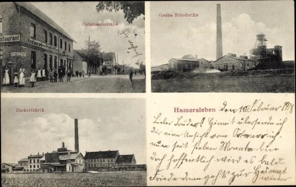 Ak Hamersleben, Columbusstraße, Restaurant, Grube Friederike,... - 3728065
