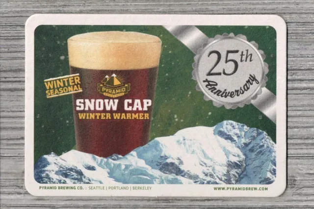 Pyramid Brewing Co Beer Coaster-Seattle-Portland-Berkeley-Snow Cap Winter Warmer
