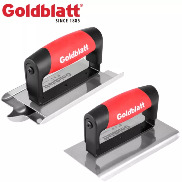 Goldblatt Concrete Hand Tool Edger (6" x 3" 1/4"R) Groover (6" x 3" 1/2"W 1/2"D)