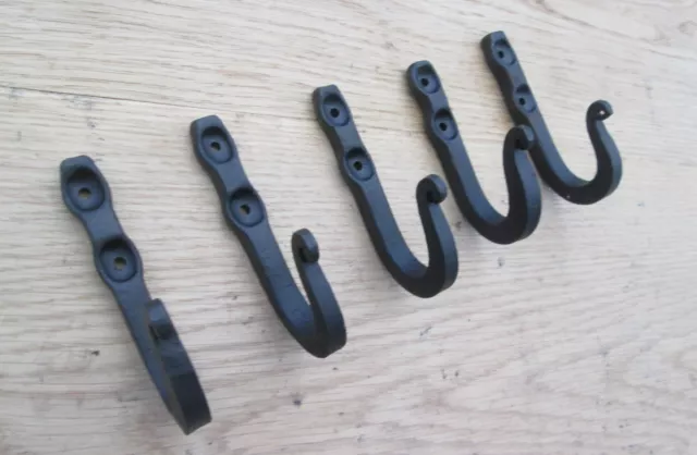 5 X Wrought Iron Hand Forged Medieval Gothic Coat Hook Hanging Utility Hanger
