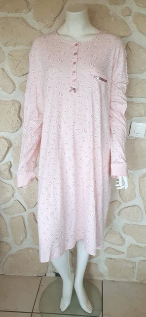 Chemise De Nuit Rose Arabesco Taille 2XL - Coton - Neuve Avec Petit Défaut (trou à L'épaule)