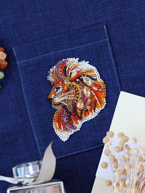 "Hágalo usted mismo Kit de fabricación de joyas Broche alfiler "Firemane leon-А"" Broches hechos a mano Cuentas