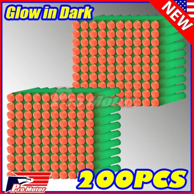 200 x Lot Glow in Dark Pack Refill Bullet Dart For air warriors blaster gun
