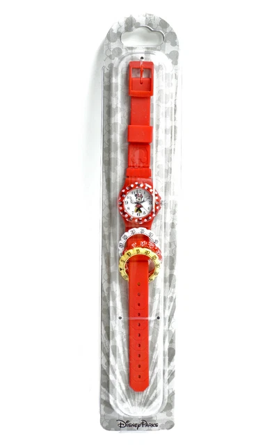 Minnie Mouse Watch Disney Parks Kid's Quartz with 4 Time-Teacher Face Bezels NEW