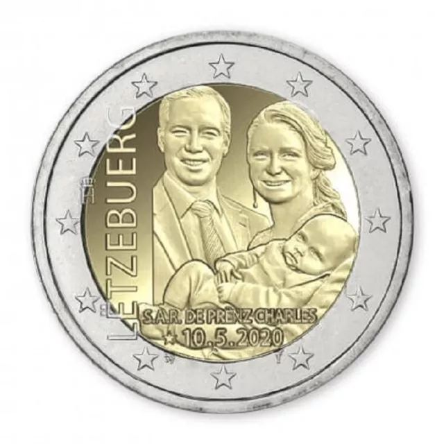 2 € Commémorative Luxembourg 2020 version RELIEF  UNC Naissance Du Prince