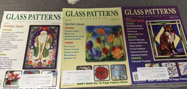 24-Lot Stained Glass Patterns Quarterly Magazine (With Inserts) 2004, 2008, 2015 2