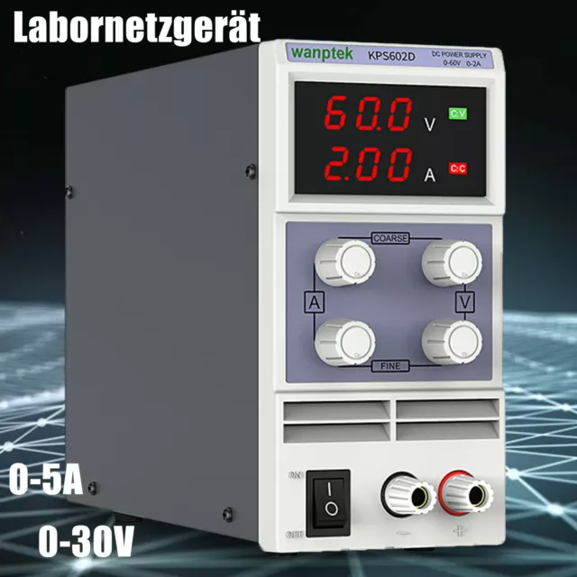 Labornetzgerät Labornetzteil DC Trafo Regelbar Stabilisiert 0-30V 0-5A