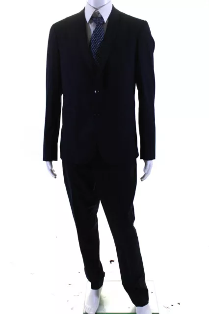 PS Paul Smith Mens Navy Wool Plaid Two Button Blazer Pants Suit Set Size 42 34