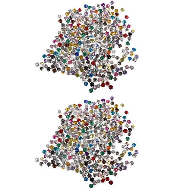 2x 300 Stück Strasssteine Zum Aufnähen Mixed Color Crystal Diamond Glass 4mm /