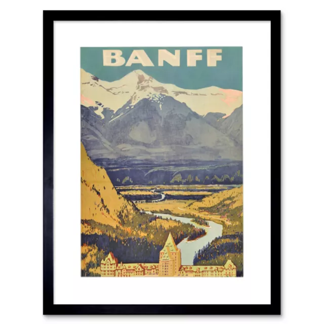 Travel Banff Canada Rockies Hotel Framed Art Print Picture Mount 12x16 Inch