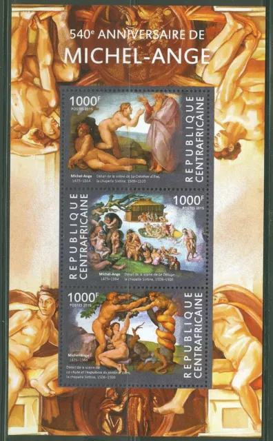 Centrale Africa 2015 540th Nascita Anniversario Di Michelangelo Foglio Mint Nh